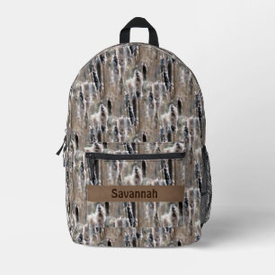 Fluffy Cattails Nature Pattern Personalised Printed Backpack