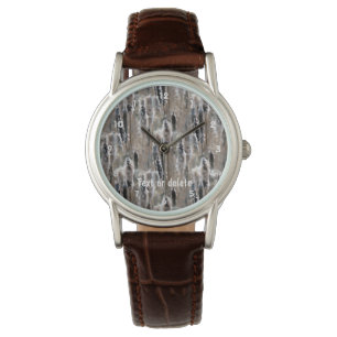 Fluffy Cattails Nature Pattern Personalised Watch