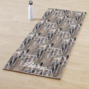 Fluffy Cattails Nature Pattern Personalised Yoga Mat