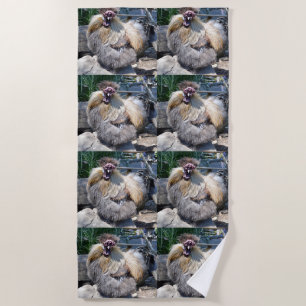 Fluffy Charm Imperfection: A Unique Silky Rooster Beach Towel