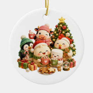 Fluffy Christmas Ceramic Ornament