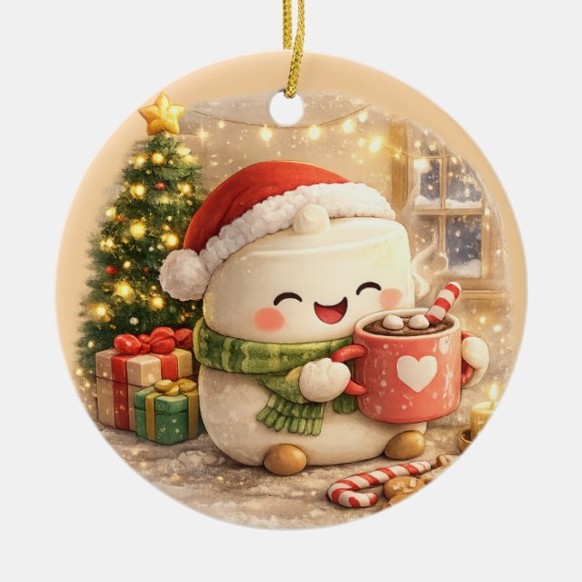 Fluffy Christmas  Ceramic Ornament (Front)