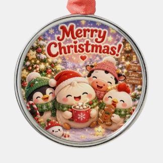 Fluffy Christmas Metal Ornament