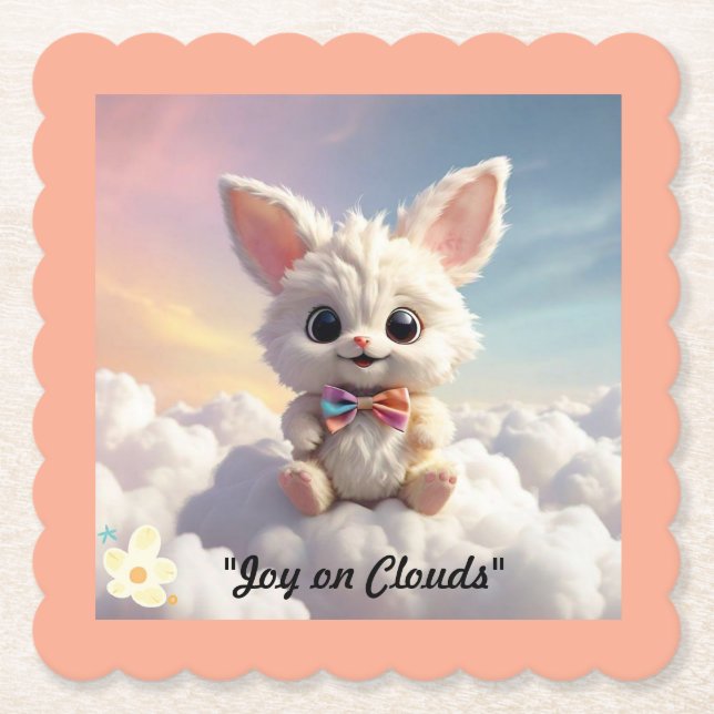 "Fluffy Cloud Happiness" Paper Coaster (Front)
