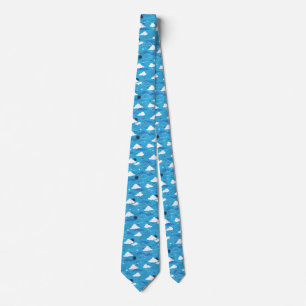 Fluffy Cloud Sunny Blue Sky Pattern Tie