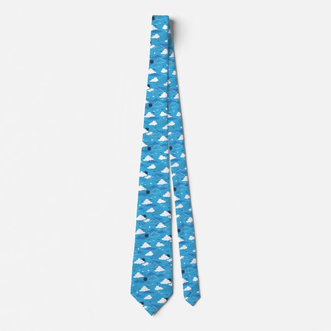 Fluffy Cloud Sunny Blue Sky Pattern Tie (Front)