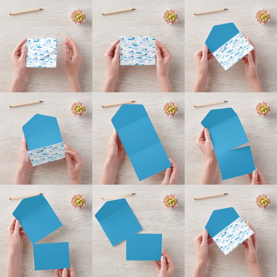 Fluffy Cloud Sunny White Sky Pattern All In One Invitation