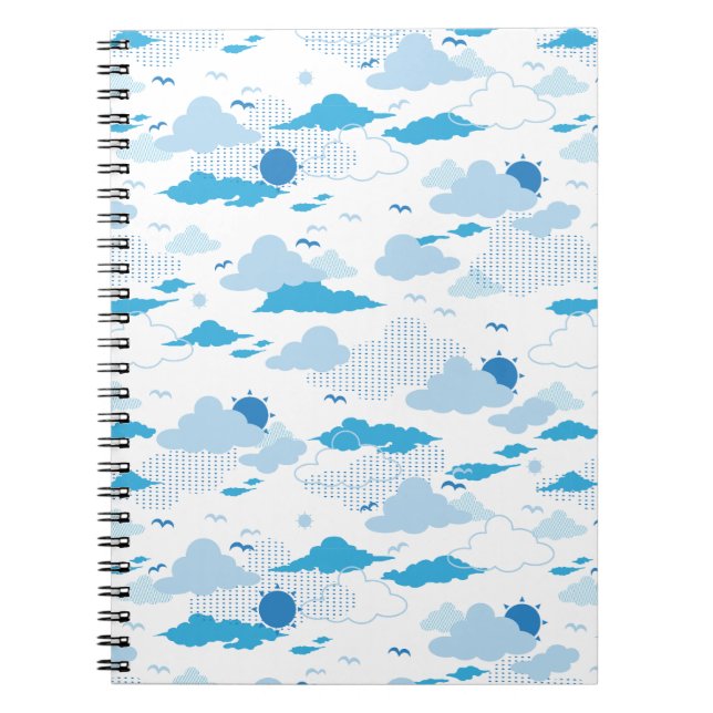 Fluffy Cloud Sunny White Sky Pattern Notebook (Front)