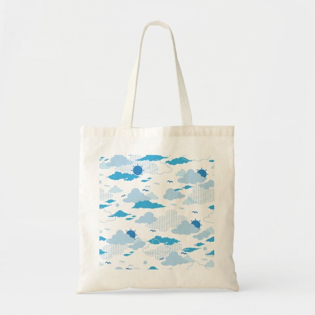 Fluffy Cloud Sunny White Sky Pattern Tote Bag (Front)
