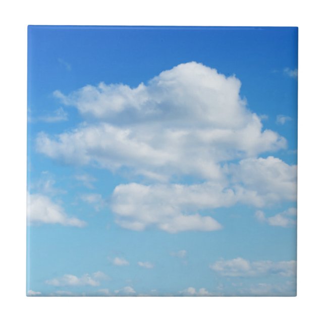 Fluffy Clouds and Blue Sky Ceramic Tile (Front)