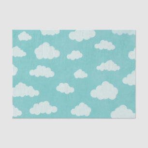 Fluffy Clouds Blue Sky Cloud Pattern Tissue Paper