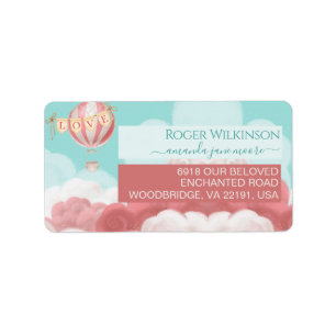 Fluffy clouds Love balloon Valentine theme custom Label