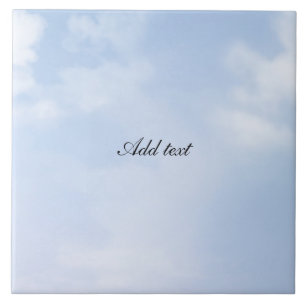 Fluffy clouds, pastel blue sky TEMPLATE Ceramic Tile