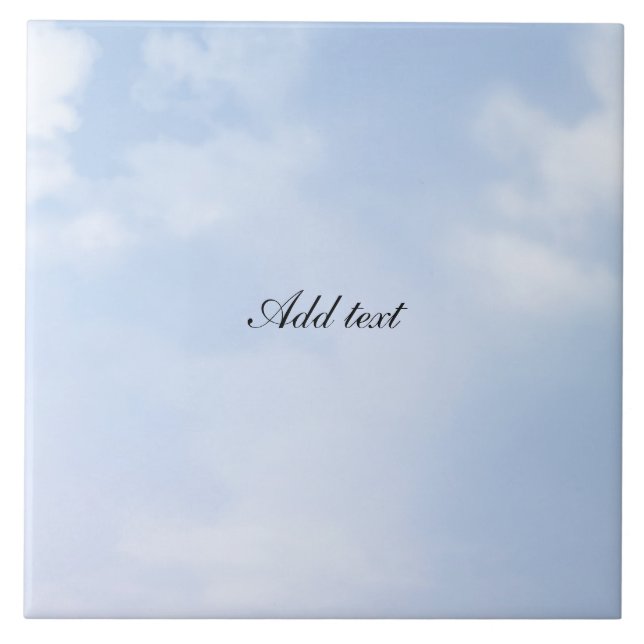 Fluffy clouds, pastel blue sky TEMPLATE Ceramic Tile (Front)