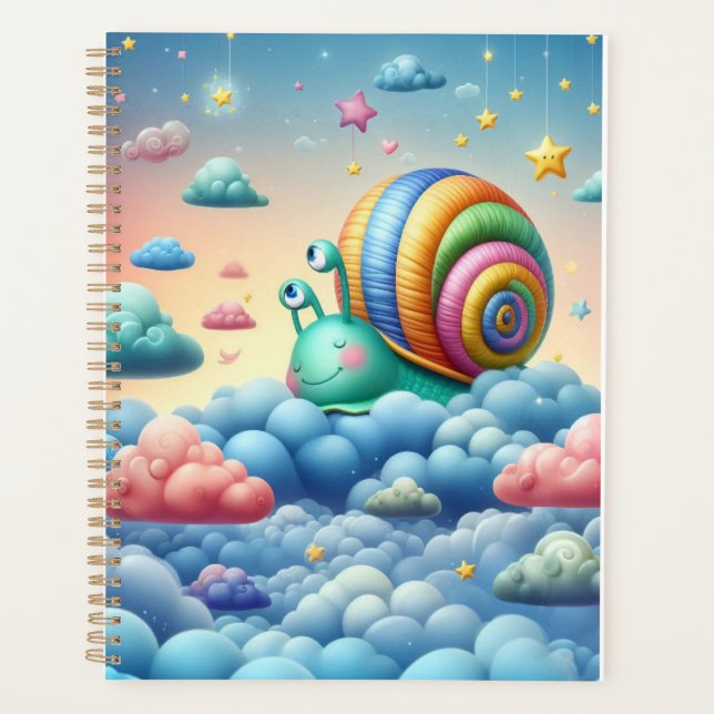 Fluffy Clouds Pastel Snail Planner  (Front)