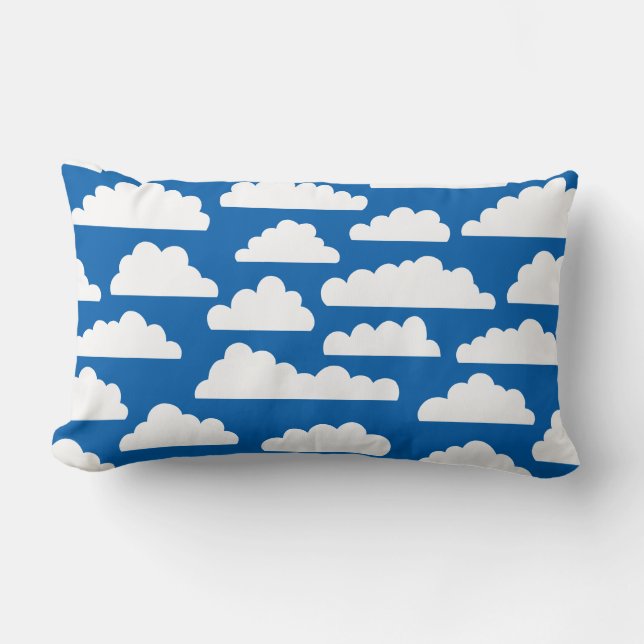 Fluffy Clouds Pattern - White on Blue 005cad Lumbar Cushion (Front)