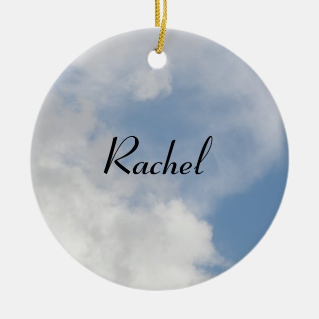 Fluffy Clouds Personalised Message Pendant Ceramic Ornament (Front)
