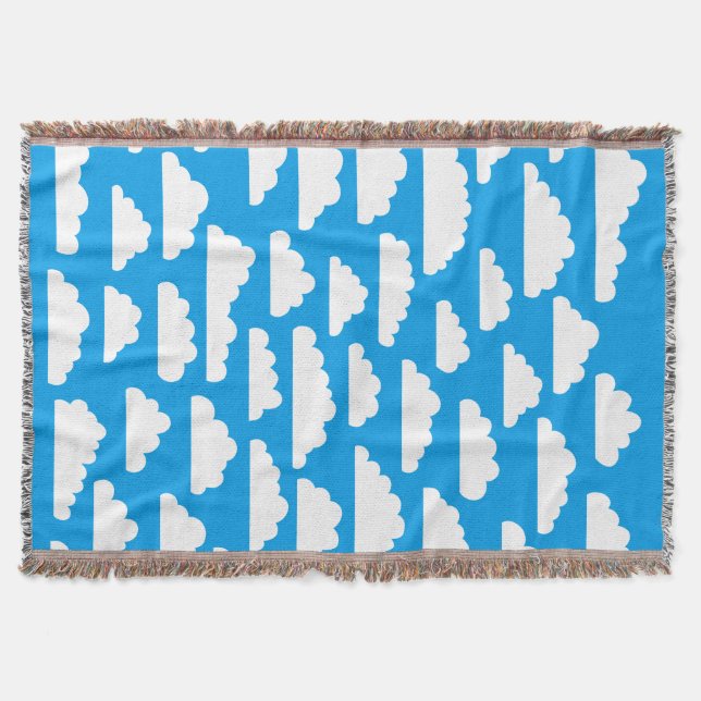 Fluffy Clouds - White on Blue 009dea Throw Blanket (Front)