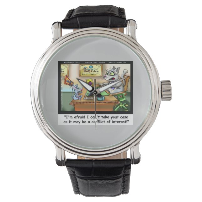 Fluffy Cohen Atty At Claw Funny Cat Lawyer Watch (Front)