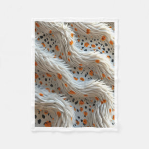 Fluffy Cream Fur with Orange and Black Spots Blank Fleece Blanket