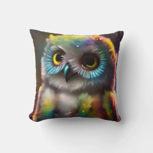 Fluffy Cute Colourful Owl Cushion