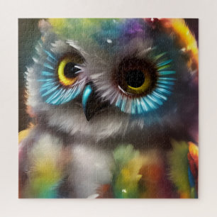 Fluffy Cute Colourful Owl Jigsaw Puzzle