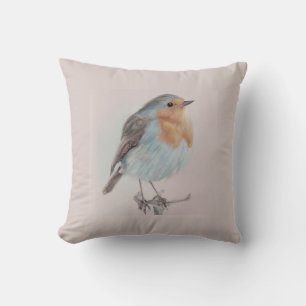 fluffy cute robin cushion