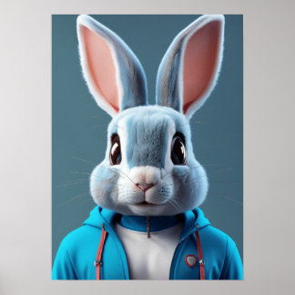 Fluffy & Cute – Whimsical Rabbit Head Artwork Poster