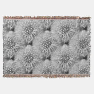 Fluffy Dandelion Flower Nature Art Pattern Throw Blanket
