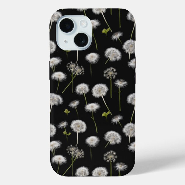 Fluffy Dandelions On Black Case-Mate iPhone Case (Back)