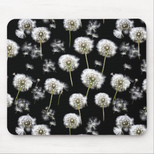 Fluffy Dandelions On Black Mouse Pad