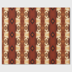 Fluffy dog in brown with diamond wrapping paper