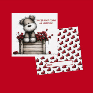 Fluffy Dog Valentine Card for Kids