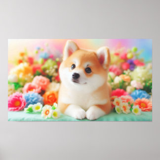 Fluffy Dog with Big Eyes | Joyful Pet Image Poster