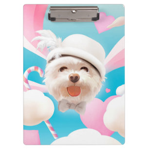 Fluffy Dog with White Hat Clipboard