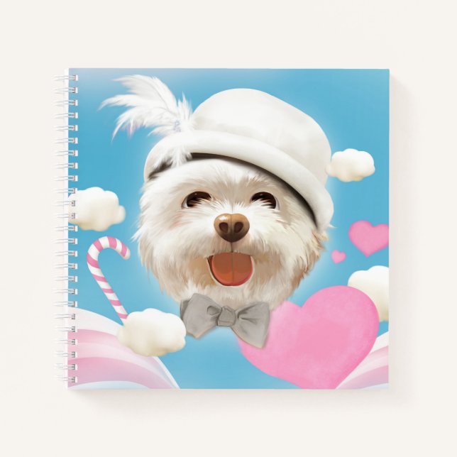 Fluffy Dog with White Hat Notebook (Front)