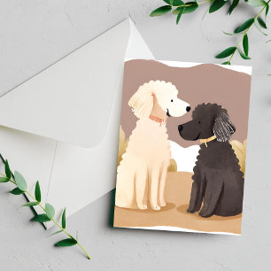 Fluffy Dogs Pet Watercolor Painting Postcard
