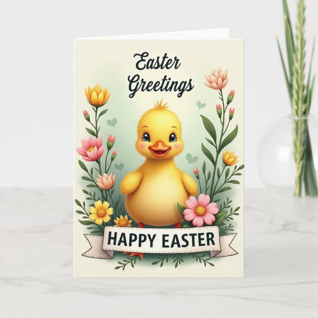 Fluffy Easter Greetings Card (Front)