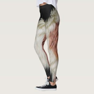 Fluffy Faux Fur Abstract Cow Print - Cosy Pastel Leggings