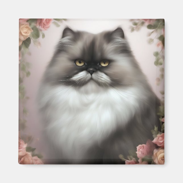Fluffy Feline Persian Cat Magnet (Front)