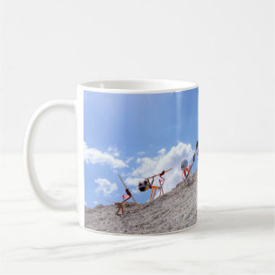 Fluffy figurines on the ski slope, with a crash. coffee mug