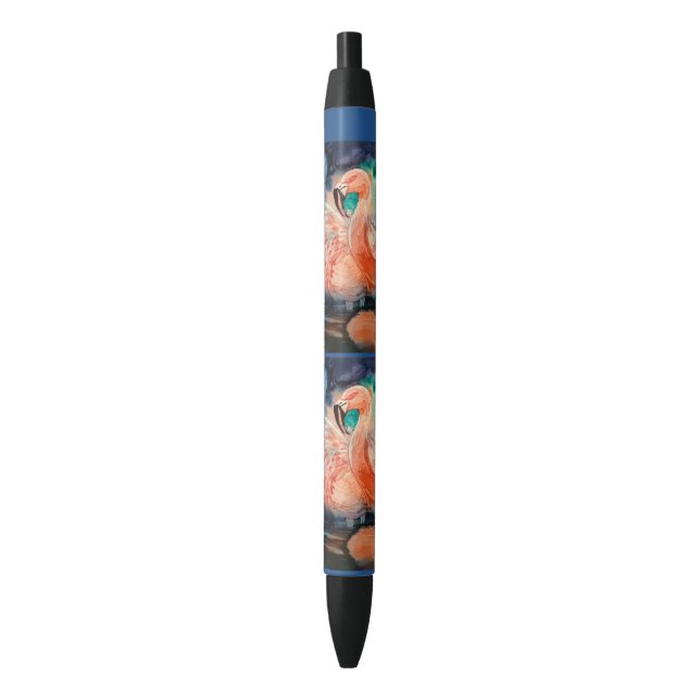 Fluffy Flamingo Black Ink Pen (Front Vertical)