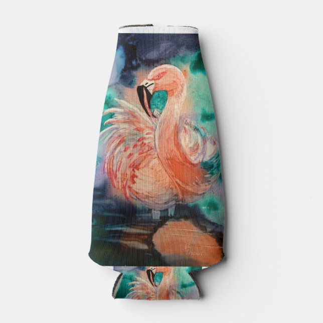 Fluffy Flamingo Bottle Cooler (Front)