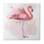 Fluffy Flamingo Ceramic Tile<br><div class="desc">"Fluffy Flamingo" by Fab Funky.  Features a single flamingo in watercolor style.</div>