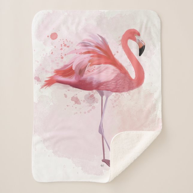 Fluffy Flamingo Sherpa Blanket (Front)