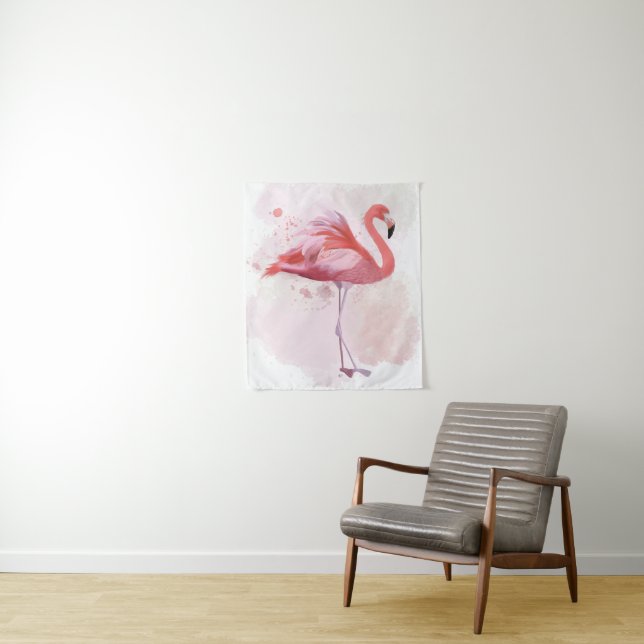 Fluffy Flamingo Tapestry (In Situ)