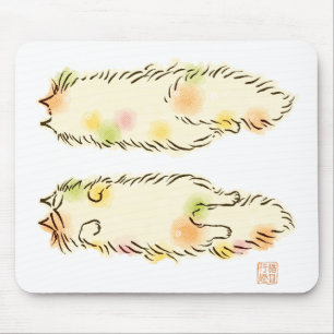 Fluffy Flop Cat (Calico) Mouse Pad