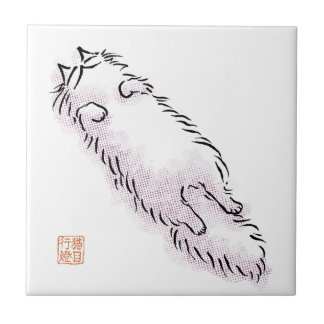 Fluffy Flop Cat Ceramic Tile