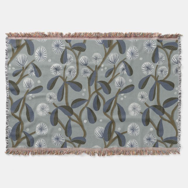 Fluffy flower pattern design throw blanket (Front)
