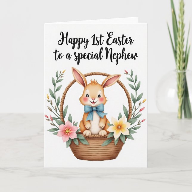 Fluffy Friend Easter Faux Gold Foil Card (Front)